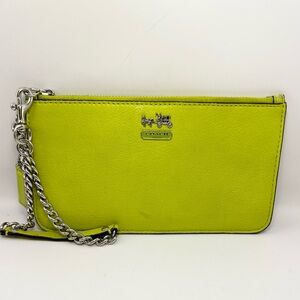 Coach Lime Green Leather Wristlet